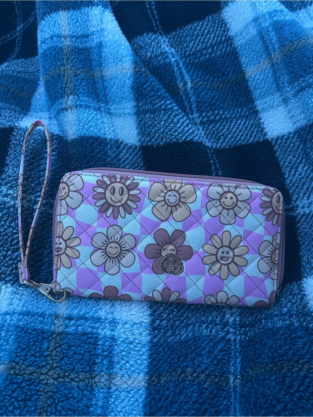Simply southern pink checkered flower wallet